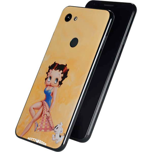Betty Boop With Puppy Orange Background Google Pixel 3a XL Skin